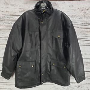 Zorro Men's Black Faux Leather Full Zip Quilted Lined Jacket Size XL